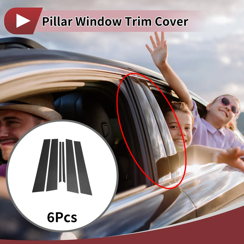 Nissan Bluebird Black Carbon Fiber Door Pillar Window Trim (2000-2006)