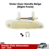 Outer Door Handle Beige Front Right Fits Honda Civic ES 4D Sedan 2001-05 D06