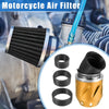 Motorcycle Universal Air Filter 26/35/42/48mm ID 140x700mm Gold Tone