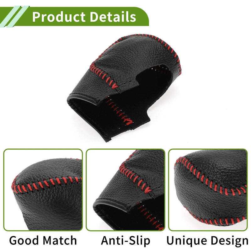 Honda Civic  - Black Red Faux Leather Car Pebbled Gear Shift Knob Cover