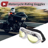 1 Pc Motorcycle Riding Goggles Yellow Lens White Silver Tone Frame PC PU Sponge