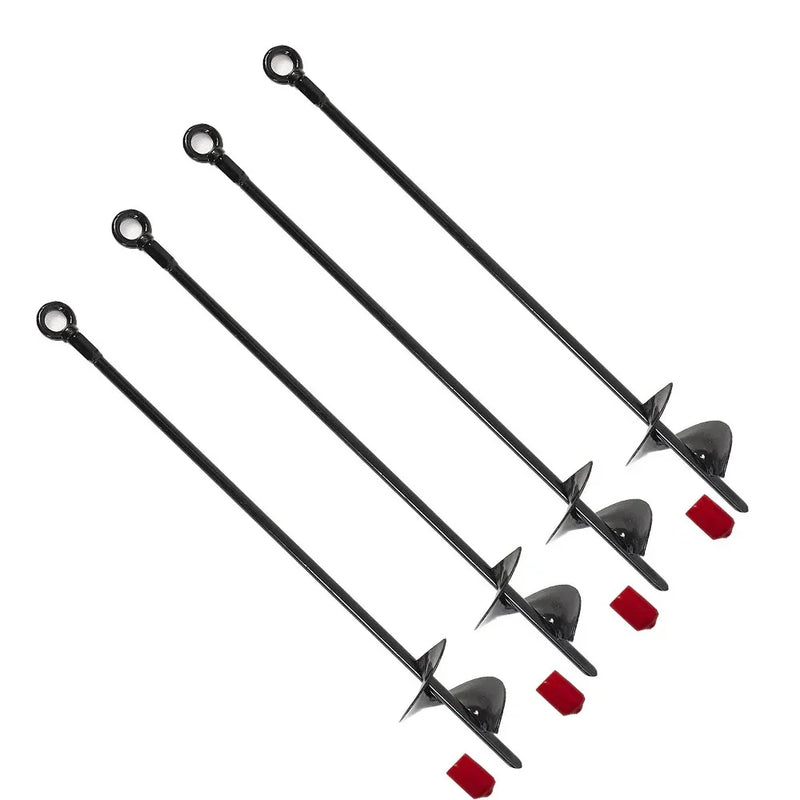 4 x 30" Long Heavy Duty Black Ground Anchor Hook Solid Steel Shaft