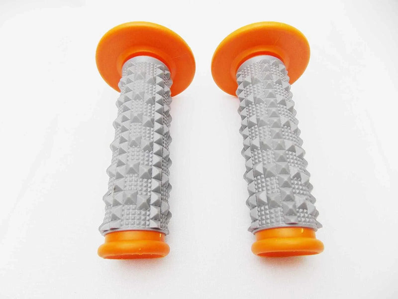 Suzuki RMX250 Orange Grey Diamond Handlebar Grip Set