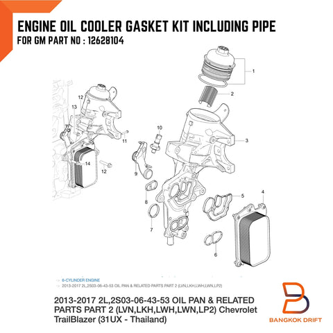 Holden Colorado Trailblazer Engine Oil Cooler Gasket Pipe (2012-2022)