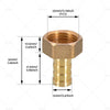 3 x 1/2" BSP Female Thread to 12mm Hose Brass Barb Coupler Connector