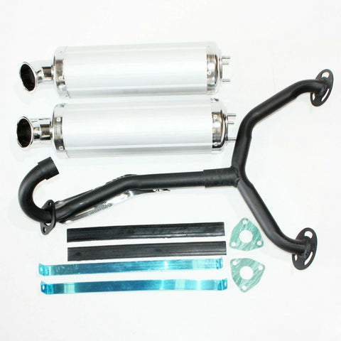 250cc Dinosaur Style Quad ATV Twin Exhaust Pipe Alloy Mufflers