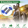 Motorcycle 7/8" 22mm Hand Grips Rubber Blue Large Grain Texture