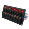 Car RV Marine Boat 8 Gang Red LED Toggle Rocker Switch Panel