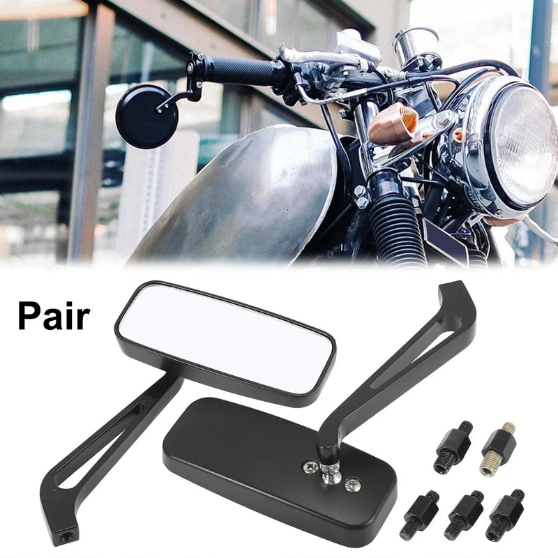 Pair 4.5x1.7 Motorcycle Rearview Mirrors Bar End Side Clear Mirror Black