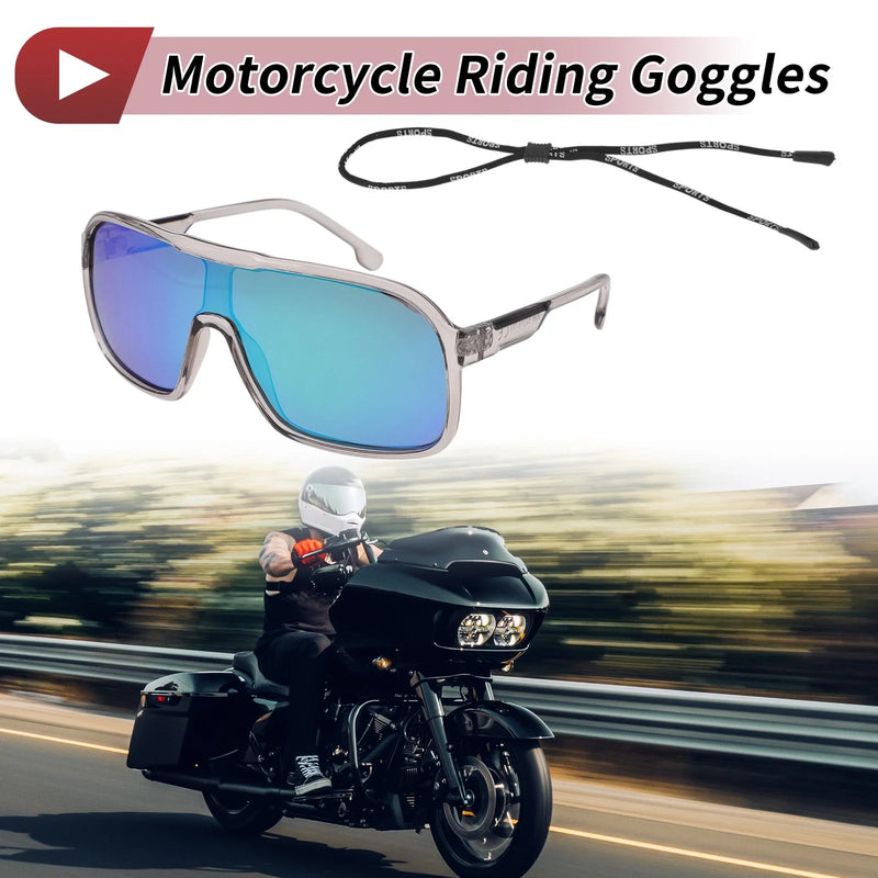 Motorcycle Riding Green Lens Gray Frame Cellulos PC UV400 Goggles