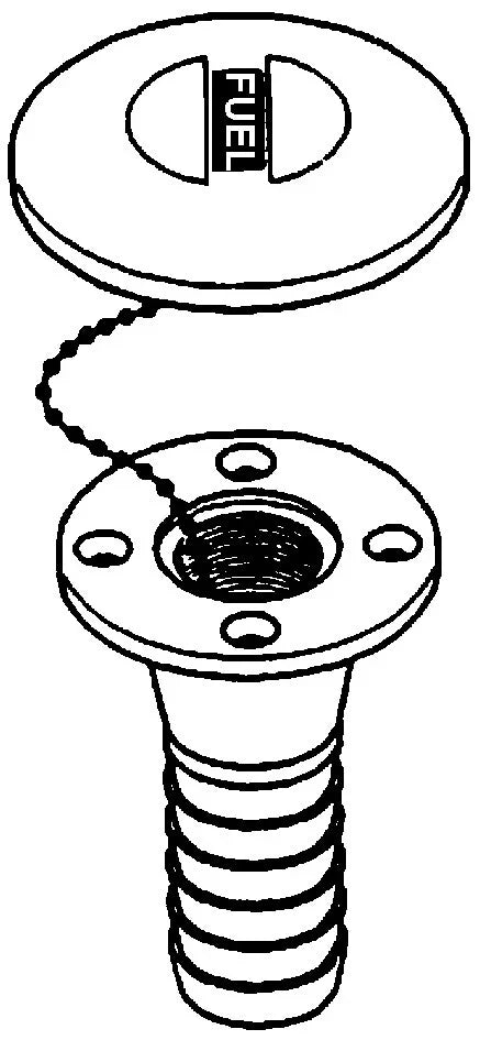 All Models Petrol / Diesel Boat Deck Filler 38mm Cap with Seal & Chain