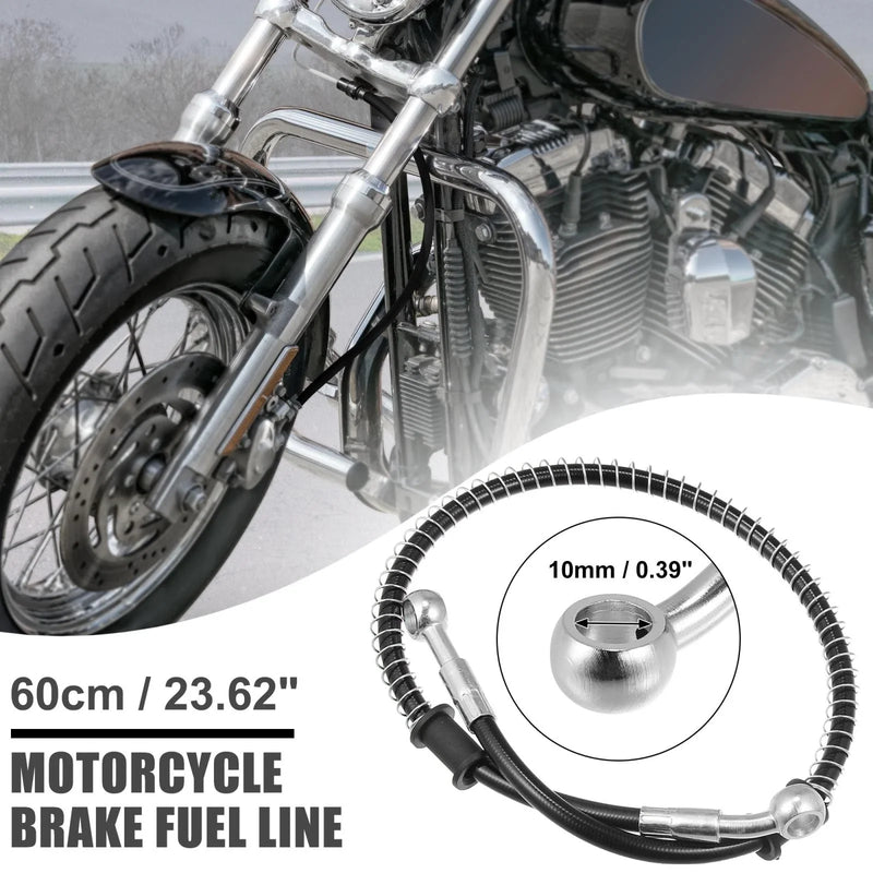 Make Model 60cm 23.62" 10mm Motorcycle Braided Brake Clutch Oil Hoses Black