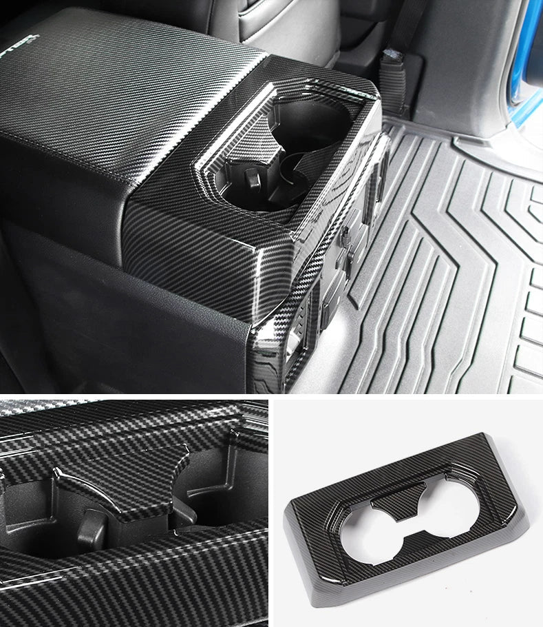 Ford F150 Carbon Fiber Rear Water Cup Holder Cover Trim (2015-2019)