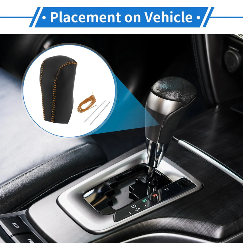 Toyota RAV4 (2013-2016) - Black Brown Faux Leather Car Gear Shift Knob Cover