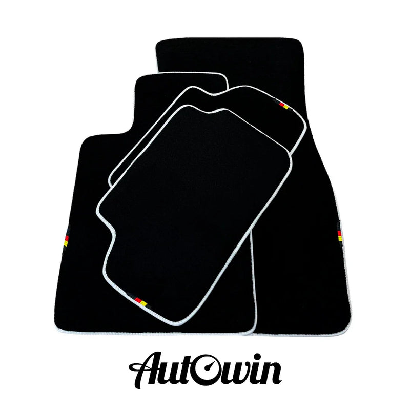 BMW 7 Series E66 Long with White Trim Black Floor Mats (2001-2008)