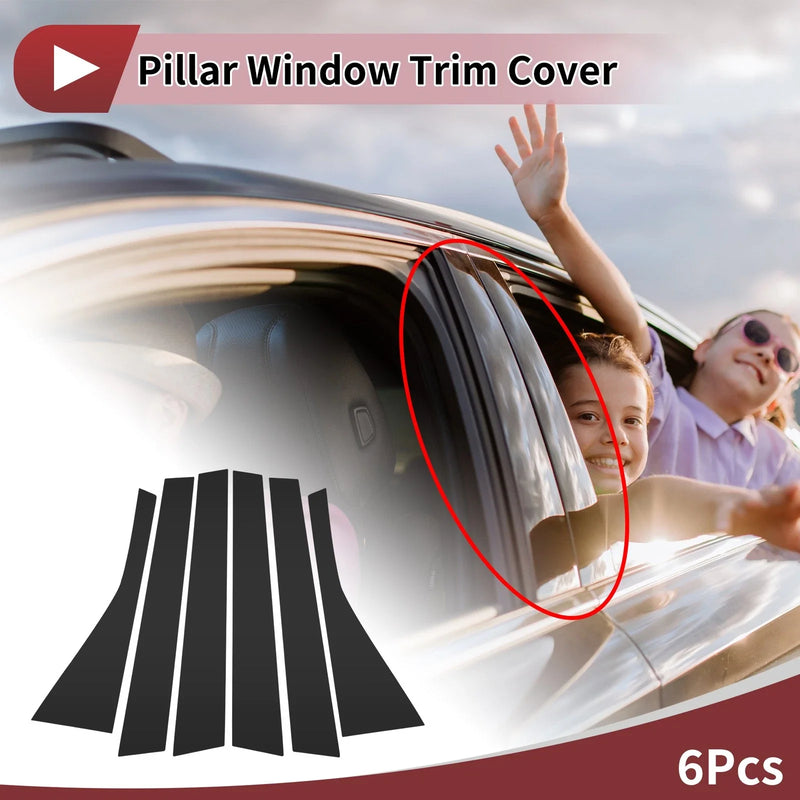 Honda Fit / Jazz (2004-2007) Black 6 Pcs Car Door Pillar Window Trim