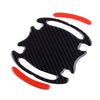 Car 4 x Carbon Fiber Red Door Handle Bowl Protective Film