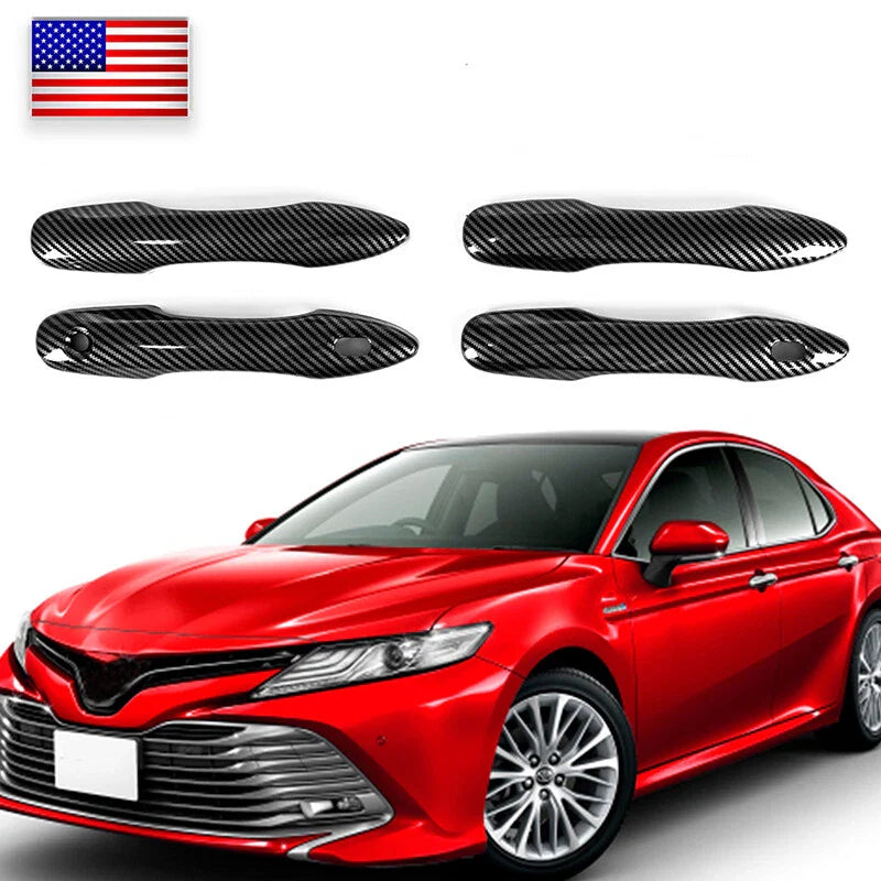 Toyota Camry Carbon Fiber Door Handle Cover Trim Overlay Cap Set (2018-2023)