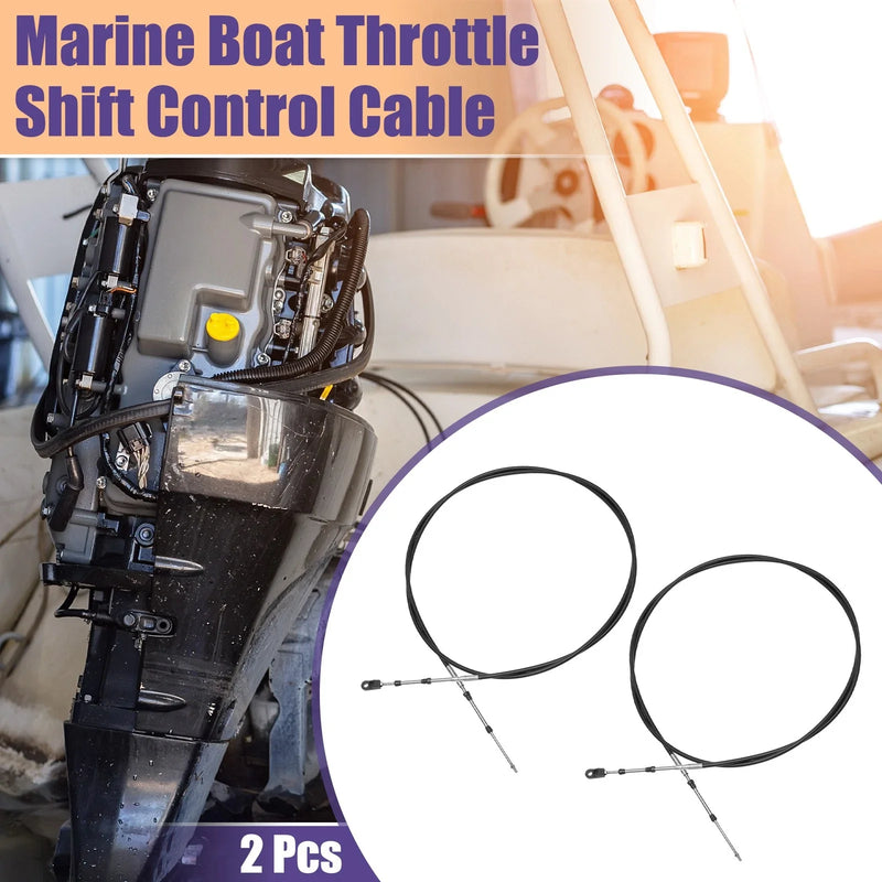 Make Model 2 x 300cm 10FT Marine Boat Throttle Shift Control Cable Black
