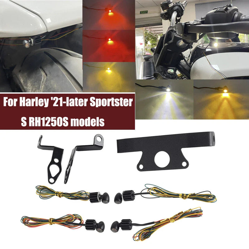 Harley Sportster S RH1250S LED Turn Lights with Holder Mount (2021-2023)