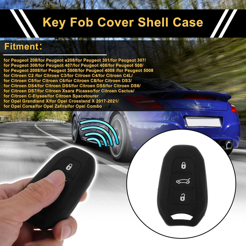 Peugeot 208 / e208 Black Key Fob Shell Cover Case (2019-2023)