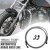 AN3 M10 Brake Hose Motorcycle Braided Line Tube 190cm Silver Tone Blue