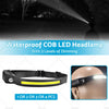 Motion Sensor USB Rechargeable Headlight Waterproof LED COB Headlamp