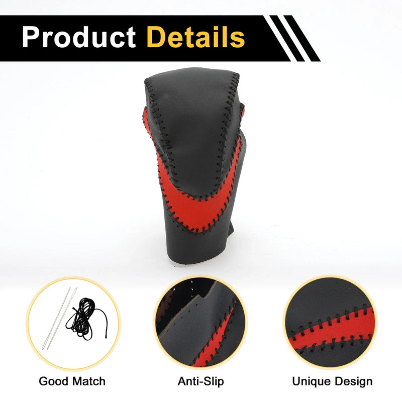 Honda Accord (2013-2017) Black Red Faux Leather Car Gear Shift Knob Cover
