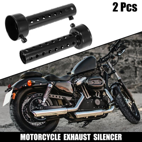 Motorcycle 2pcs 48mm Universal Exhaust Silencer Muffler Pipe Black