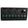 Car Boat Marine RV Truck Green LED 8 Gang Toggle Rocker Switch Panel