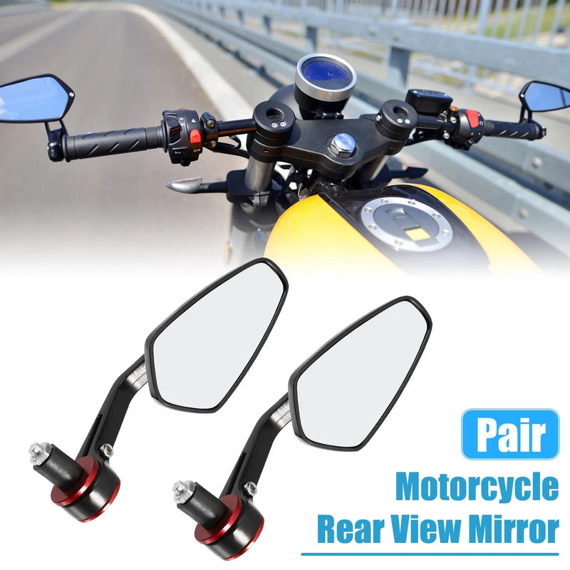 Motorcycle Handlebar Rearview Mirror Clear Lens Red 1 Pair