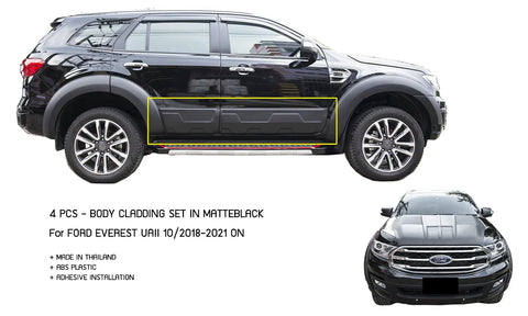 Ford Everest 4 x Matte Black Body Cladding Side Door (2018-2021)
