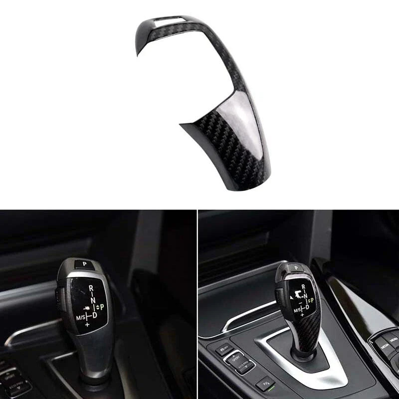 BMW 1 2 3 4 5 7 Series X3 X5 Carbon Fiber Gear Shift Knob Addon Cover Caps