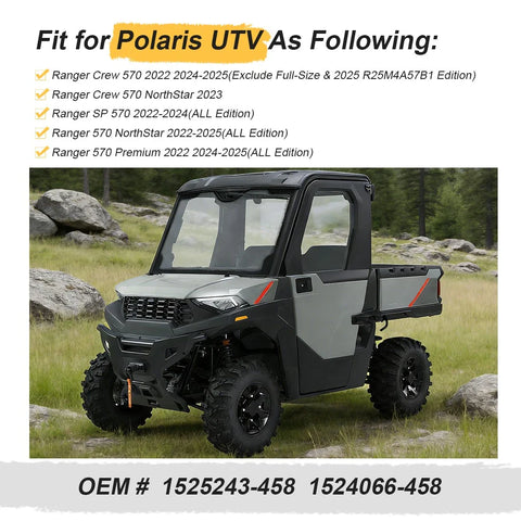 Polaris Ranger Crew SP 570 4 x Front & Rear Matte Black Rim Caps (2022–2025)