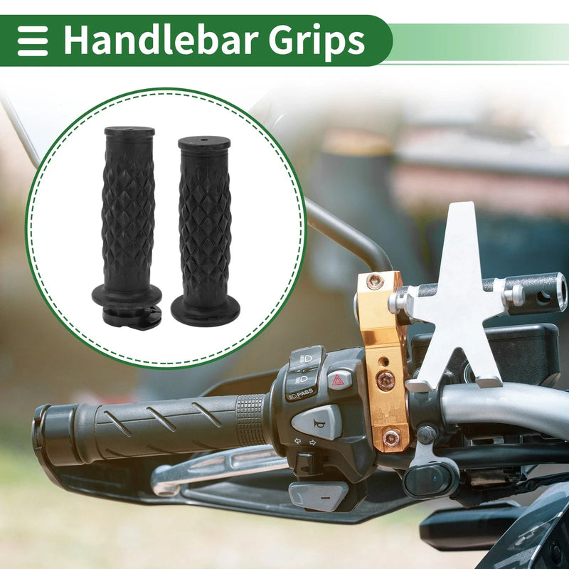 Motorcycle 7/8" 22mm Black Hand Grips Rhombus Pattern