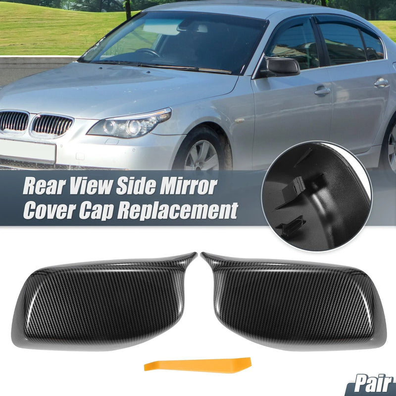 BMW 5 Series 6 Series Rearview Mirror Cover Cap Black Carbon Fiber