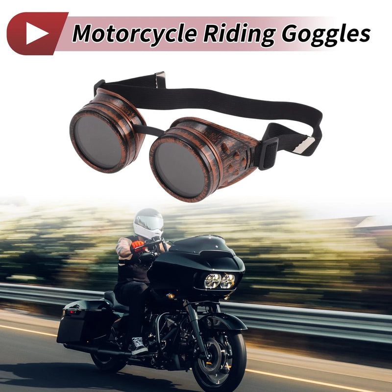 Goggles 1 x Motorcycle Black Lens Red Copper Frame Glass ABS