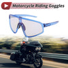 1 Pc Motorcycle Riding Goggles Light Gray Lens Blue Frame PC Cycling Sunglasses