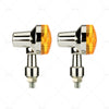 Universal 4 x Chrome Motorcycle Turn Signal Lights Amber Indicators