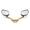 Motorcycle 8mm 10mm Thread Rear View Side Mirror Gold Tone Universal