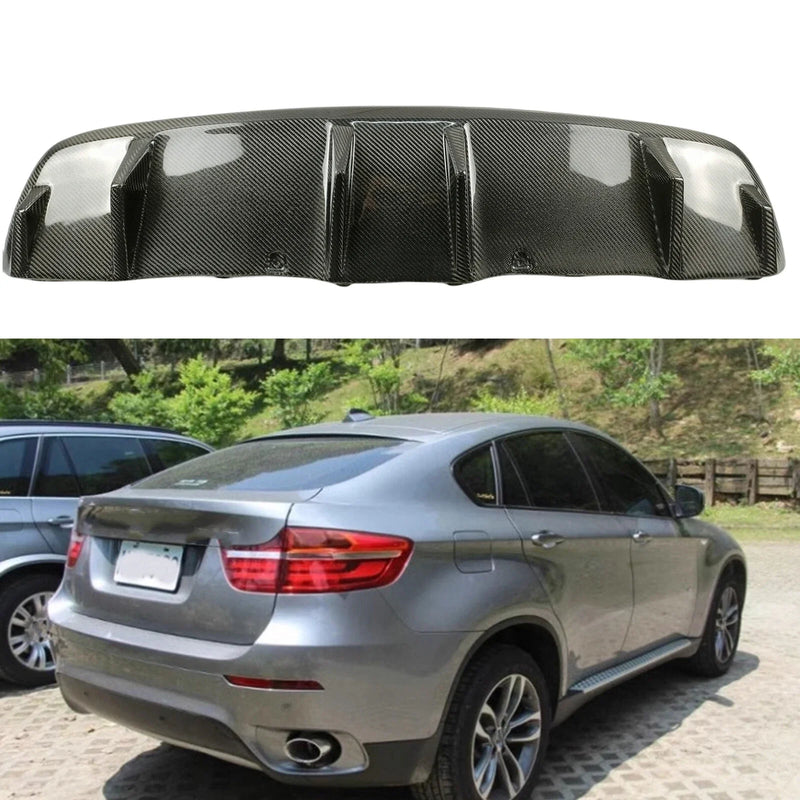 BMW E71 X6 1 x Black Carbon Fiber Rear Bumper Diffuser (2008-2015)