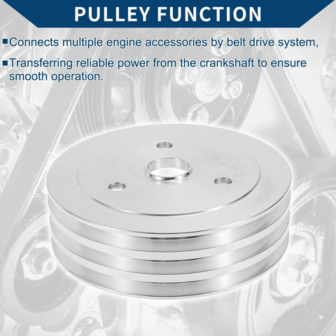 Chevy SBC Small Block 3 x SWP Triple-Groove Short Water Pump Crank Pulley