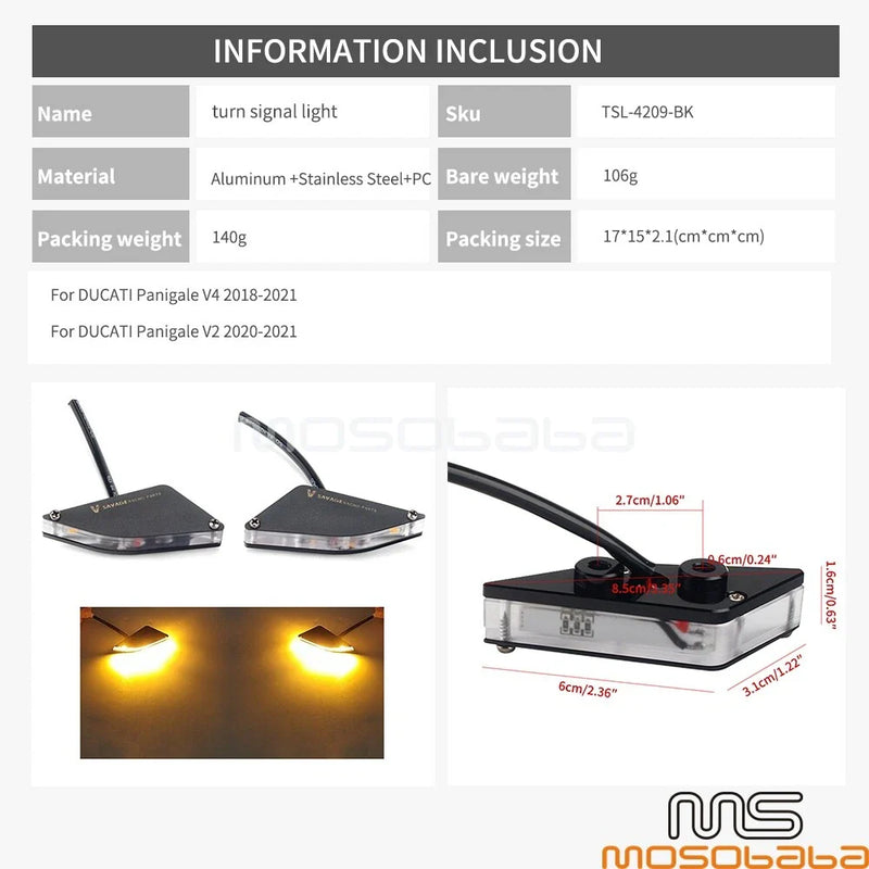 DUCATI Panigale V4 V2 Black LED Turn Signal Mirror Blocks (2018-2021)