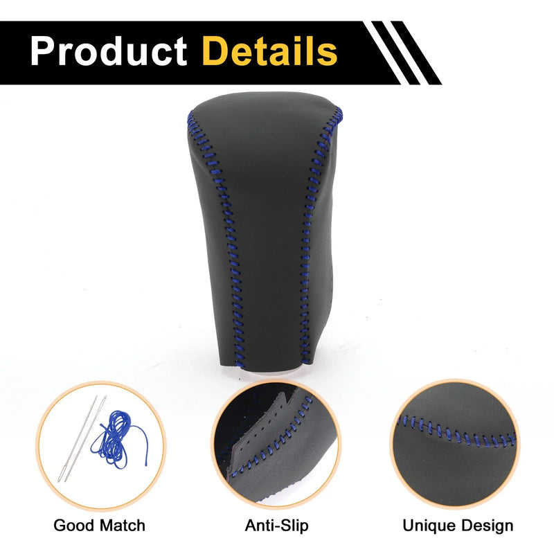 Honda Accord (2008-2012) Black Blue Faux Leather Car Gear Shift Knob Cover