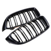 BMW 4 Series F32 F33 F36 F80 Gloss Black Dual Slat Kidney Grille (2014-2020)