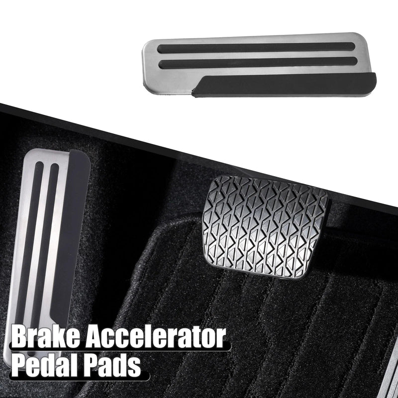 Nissan Infiniti Silver Tone Foot Pedal Covers Non-Slip No Drill Metal
