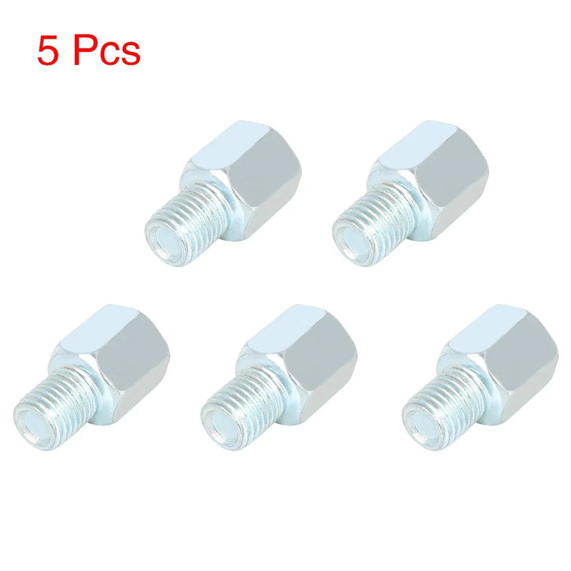 Motorcycle Bike 5pcs 8mm RH to 10mm LH Rearview Mirrors Adapter Silver Tone