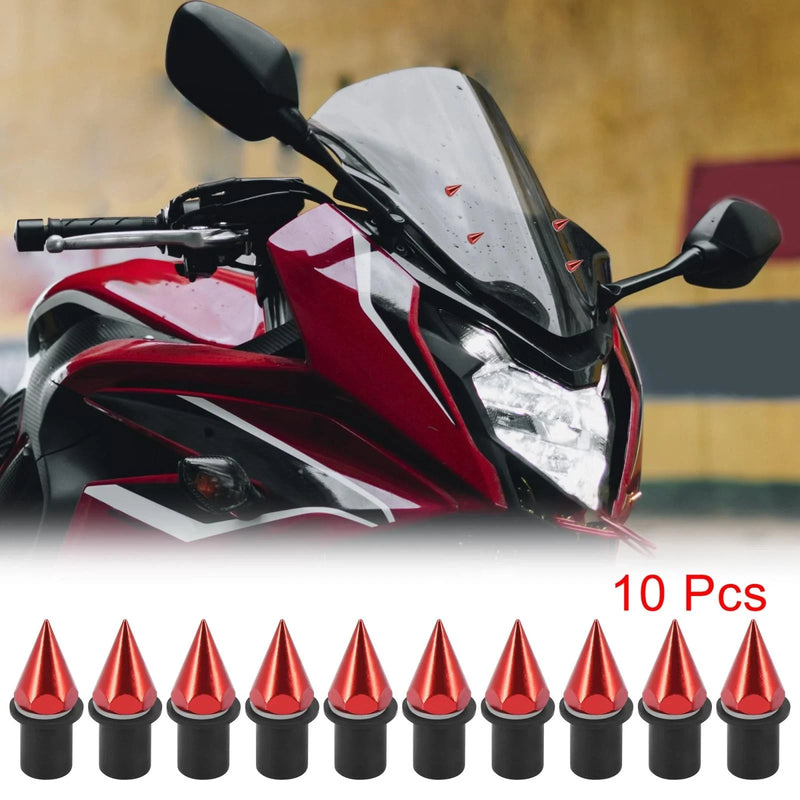 Motorcycle Bolts 10 x 5mm Fairing Windshield Screws Nuts Red
