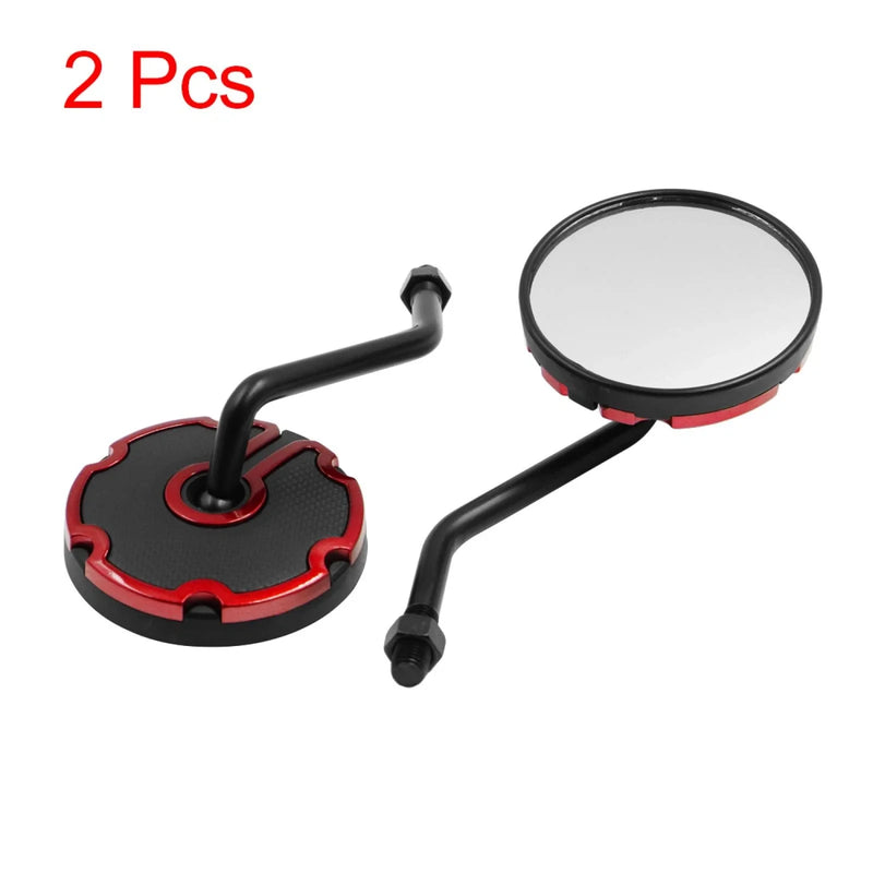 Motorcycle M10x1.25 2 x Universal Red Black Rearview Side Mirrors