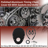 Chevy SBC Polished Aluminum Timing Chain Cover Kit With Gaskets And Bolts